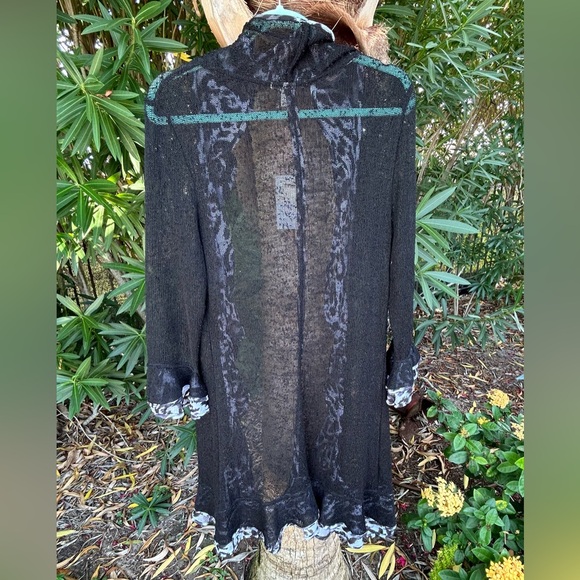 NWT ALBERTO MAKALI Open Sweater Cardigan Designer Artistic. Black/White. Size L - Picture 4 of 7